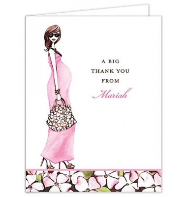 Baby Shower Thank You Cards, Fashionable Mom Pink